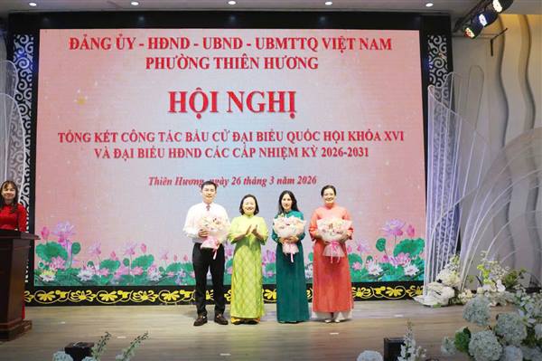 Phường Thiên Hương tổng kết công tác bầu cử đại biểu Quốc hội khóa XVI và đại biểu HĐND các cấp