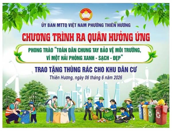 Phường Thiên Hương sẽ tổ chức chương trình ra quân hưởng ứng phong trào “Toàn dân chung tay bảo vệ môi trường