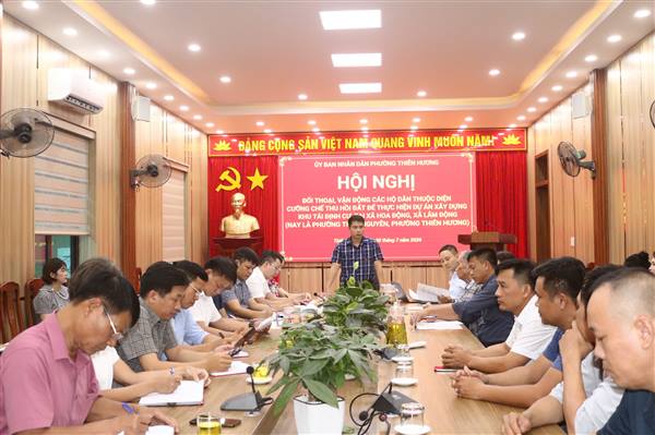 Phường Thiên Hương đối thoại, vận động các hộ dân bàn giao mặt bằng thực hiện Dự án xây dựng khu tái định cư quy mô khoảng 29,7 ha