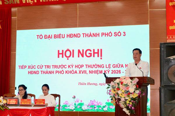 Tổ đại biểu HĐND thành phố số 3 tiếp xúc cử tri các phường: Thiên Hương, Thủy Nguyên, Hòa Bình, Nam Triệu
