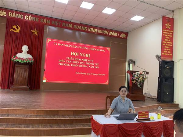 Phường Thiên Hương Triển khai nhiệm vụ diễn tập chiến đấu phòng thủ năm 2026 