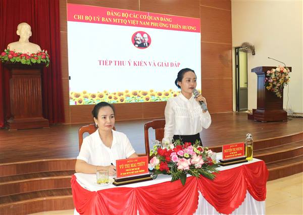 Mặt trận TQVN phường Thiên Hương phát huy vai trò trong bảo vệ nền tảng tư tưởng của Đảng