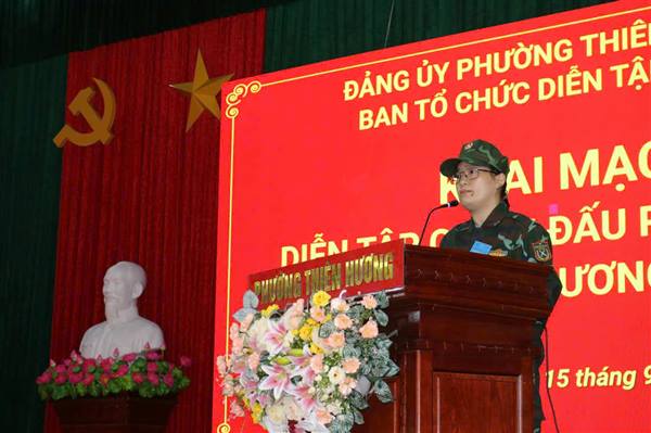 Phường Thiên Hương tổ chức diễn tập tác chiến trong khu vực phòng thủ năm 2026 mang mật danh “HP-26” với thời gian 2,5 ngày (từ ngày 15 đến hết ngày 17/9/2026).