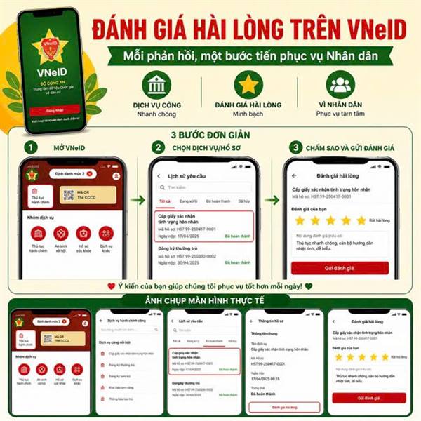 CHUNG TAY ĐÁNH GIÁ HÀI LÒNG TRÊN VNeID: MỖI NHẬN XÉT, MỘT BƯỚC TIẾN PHỤC VỤ NHÂN DÂN