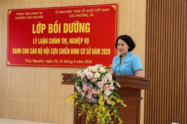 Trung tâm chính trị phường Thủy Nguyên tiếp tục tổ chức lớp bồi dưỡng lý luận chính trị và nghiệp vụ công tác Hội Cựu chiến binh cơ sở năm 2026