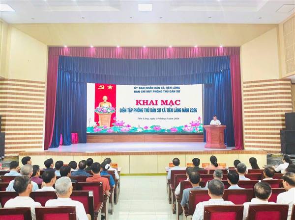 XÃ TIÊN LÃNG TỔ CHỨC DIỄN TẬP PHÒNG THỦ DÂN SỰ ỨNG PHÓ SIÊU BÃO SỐ 1 NĂM 2026