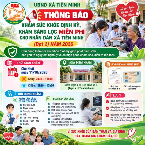  
UBND XÃ TIÊN MINH THÔNG BÁO
