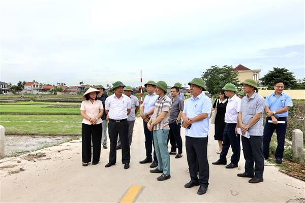 Phó Chủ tịch UBND thành phố Trần Văn Quân kiểm tra hạ tầng sản xuất nông nghiệp, môi trường và phòng chống thiên tai tại xã Tiên Minh và Chấn Hưng