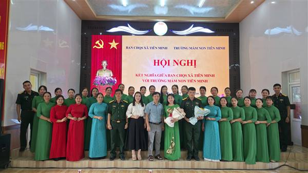 Ban Chỉ huy quân sự xã Tiên Minh và trường Mầm non Tiên Minh tổ chức Lễ kết nghĩa