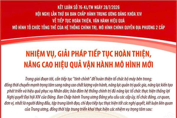 Nhiệm vụ, giải pháp tiếp tục hoàn thiện, nâng cao hiệu quả vận hành mô hình mới