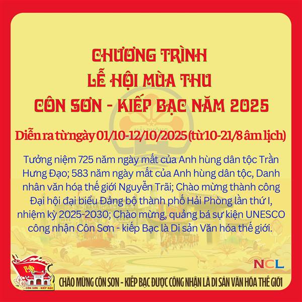 CHƯƠNG TRÌNH LỄ HỘI MÙA THU CÔN SƠN – KIẾP BẠC NĂM 2025