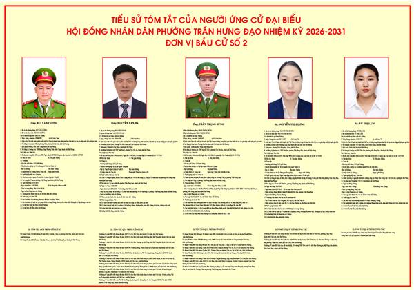 TIỂU SỬ TÓM TẮT CỦA NGƯỜI ỨNG CỬ ĐẠI BIỂU HỘI ĐỒNG NHÂN DÂN PHƯỜNG TRẦN HƯNG ĐẠO NHIỆM KỲ 2026-2031 ĐƠN VỊ BẦU CỬ SỐ 2