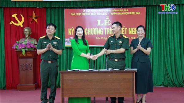  
 Hội nghị kết nghĩa giữa Ban Chỉ huy Quân sự phường Trần Hưng Đạo với Trường Mầm non Hưng Đạo.
