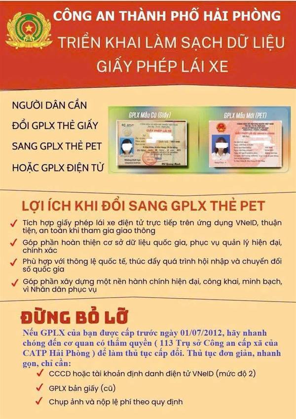 Ngăn chặn tình trạng trùng lặp, sai lệch hoặc giả mạo thông tin khi đăng ký phương tiện, cấp đổi giấy phép lái xe.