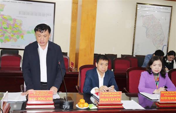 ☘️ Sáng 4/12, đồng chí Đỗ Mạnh Hiến, Phó Bí thư Thường trực Thành ủy làm việc Ban Thường vụ Đảng ủy phường Lê Chân về tình hình kinh tế - xã hội, thực hiện nhiệm vụ chính quyền địa phương 2 cấp và đi kiểm tra tiến độ thực hiện một số dự án đầu tư trên địa bàn phường.