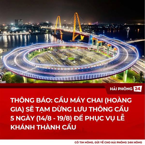 Người dân lưu ý từ 14/8 - 19/8 cầu Máy Chai sẽ tạm dừng lưu thông để chuẩn bị ngày khánh thành cầu.
