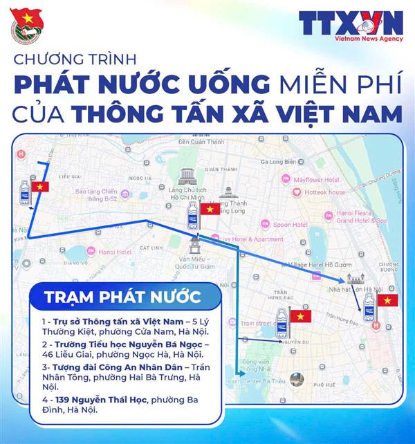 ĐOÀN THANH NIÊN TTXVN PHÁT NƯỚC MIỄN PHÍ PHỤC VỤ NGƯỜI DÂN XEM LỄ KỶ NIỆM, DIỄU BINH, DIỄU HÀNH A80