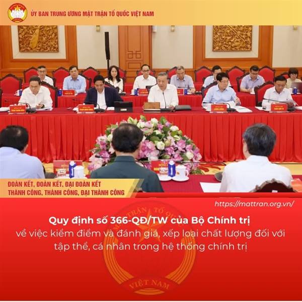 Quy định số 366-QĐ/TW của Bộ Chính trị về việc kiểm điểm và đánh giá, xếp loại chất lượng đối với tập thể, cá nhân trong hệ thống chính trị 