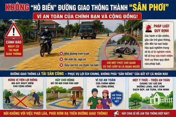 KHÔNG PHƠI NÔNG SẢN TRÊN ĐƯỜNG 🚧🌾🚫