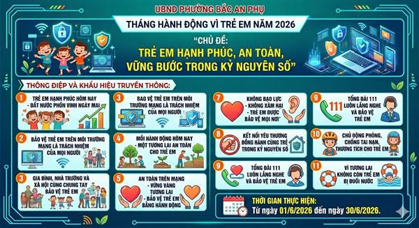 
Chủ đề: “Trẻ em hạnh phúc, a toàn, vững bước trong kỷ nguyên số”.