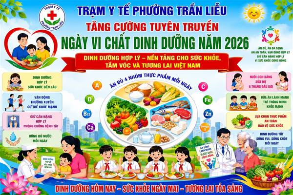 TRẠM Y TẾ PHƯỜNG TRẦN LIỄU TĂNG CƯỜNG TUYÊN TRUYỀN NGÀY VI CHẤT DINH DƯỠNG NĂM 2026