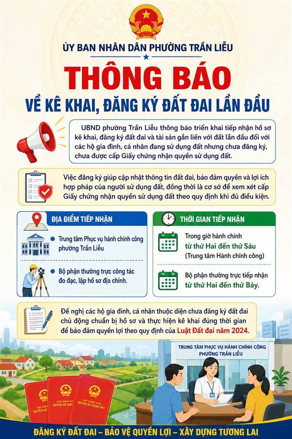  THÔNG BÁO VỀ KÊ KHAI, ĐĂNG KÝ ĐẤT ĐAI LẦN ĐẦU