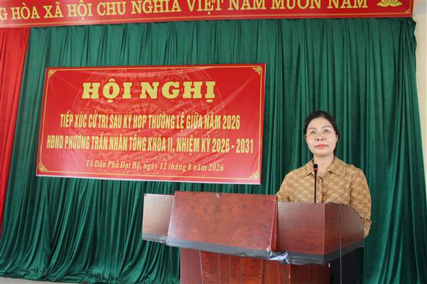 Tổ đại biểu số 02 HĐND phường khóa II, nhiệm kỳ 2026 – 2031 có buổi tiếp xúc cử tri sau Kỳ họp thường lệ giữa năm 2026 với cử tri TDP Đại Bộ nhằm thông báo đến cử tri kết quả của HĐND phường