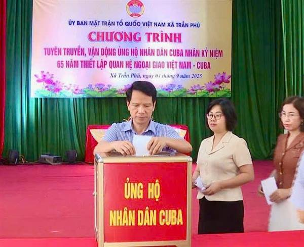 Xã Trần Phú phát động ủng hộ nhân dân Cuba nhân kỷ niệm 65 năm thiết lập quan hệ ngoại giao Việt Nam – Cuba