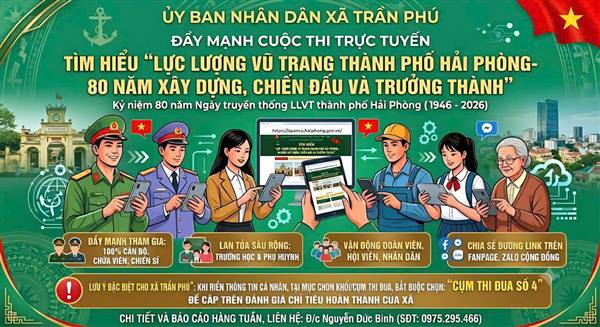 Xã Trần Phú: Đẩy mạnh tham gia Cuộc thi trực tuyến tìm hiểu 80 năm Ngày truyền thống LLVT thành phố Hải Phòng