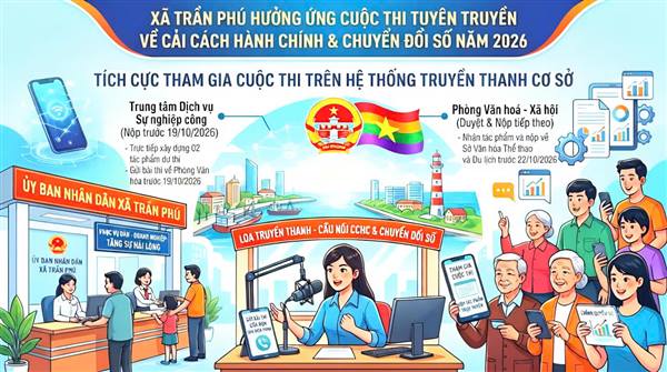 Xã Trần Phú: hưởng ứng Cuộc thi tuyên truyền về cải cách hành chính và chuyển đổi số năm 2026 trên hệ thống truyền thanh xã, phường, đặc khu