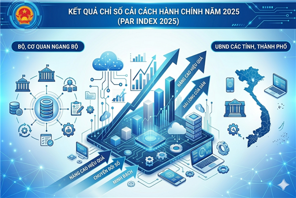 Kết quả Chỉ số cải cách hành chính năm 2025 của các Bộ, cơ quan ngang Bộ và Uỷ ban nhân dân các tỉnh, thành phố trực thuộc Trung ương (PAR INDEX 2025)