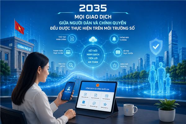 Đến 2035, mọi giao dịch giữa người dân và chính quyền đều được thực hiện trên môi trường số
