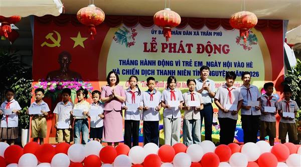 Xã Trần Phú sôi nổi phát động Tháng hành động vì trẻ em, Ngày hội vào hè và Chiến dịch Thanh niên tình nguyện hè năm 2026