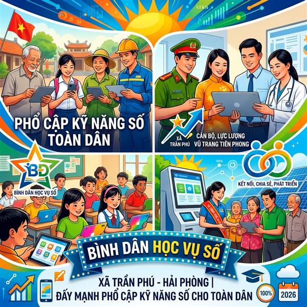 Xã Trần Phú: Đẩy mạnh phổ cập kỹ năng số toàn dân qua nền tảng “Bình dân học vụ số”