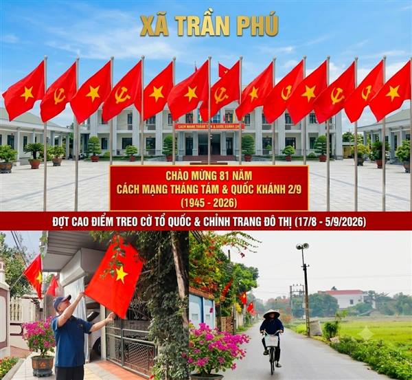 Xã Trần Phú phát động toàn dân treo cờ Tổ quốc chào mừng Cách mạng tháng Tám và Quốc khánh 2/9