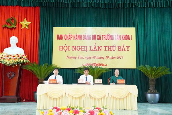 XÃ TRƯỜNG TÂN TỔ CHỨC HỘI NGHỊ LẦN THỨ BẢY, BAN CHẤP HÀNH ĐẢNG BỘ XÃ KHÓA I, NHIỆM KỲ 2025-2030.