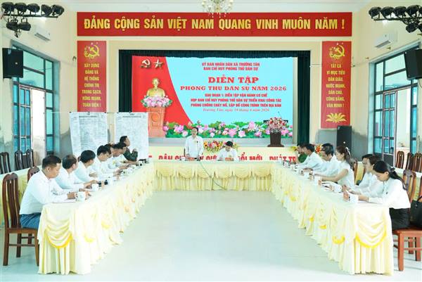 Xã Trường Tân tổ chức thành công diễn tập phòng thủ dân sự năm 2026.