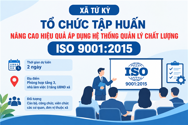 Xã Tứ Kỳ tổ chức tập huấn nâng cao hiệu quả áp dụng hệ thống quản lý chất lượng ISO 9001:2015