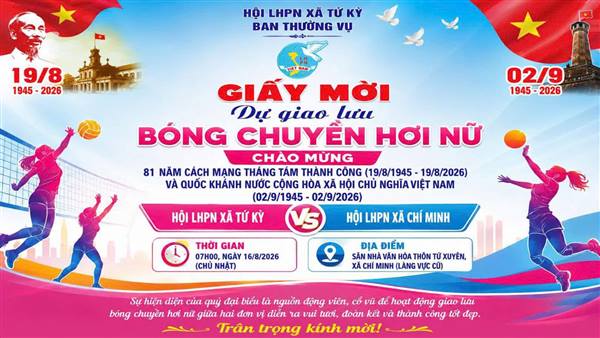 Hội LHPN xã Tứ Kỳ và Chí Minh giao lưu bóng chuyền hơi nữ chào mừng Cách mạng Tháng Tám thành công