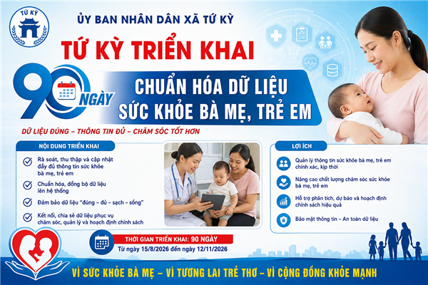 Tứ Kỳ triển khai 90 ngày chuẩn hóa dữ liệu sức khỏe bà mẹ, trẻ em