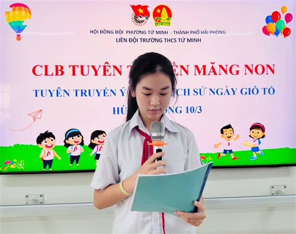 Liên đội trường THCS Tứ Minh thực hiện hiệu quả hoạt động đội tuyên truyền măng non