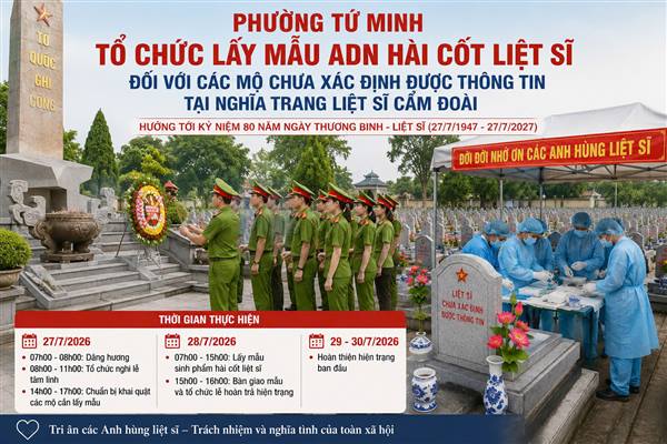 Phường Tứ Minh tổ chức lấy mẫu ADN hài cốt Liệt sĩ đối với các mộ chưa xác định được thông tin