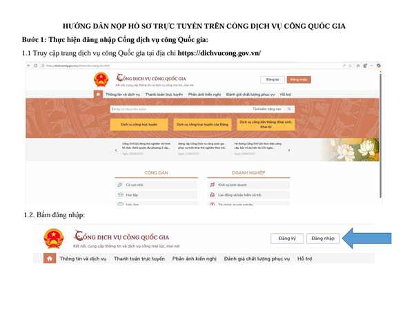 Hướng dẫn nộp hồ sơ trực tuyến trên cổng dịch vụ công quốc gia