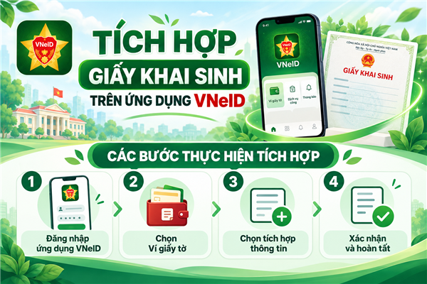 HƯỚNG DẪN TÍCH HỢP GIẤY KHAI SINH TRÊN ỨNG DỤNG VNeID