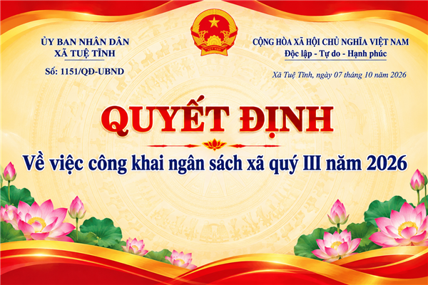 Quyết định số 1151/QĐ-UBND, ngày 07/10/2026, của UBND xã Tuệ Tĩnh về việc công khai Ngân sách xã quý III năm 2026