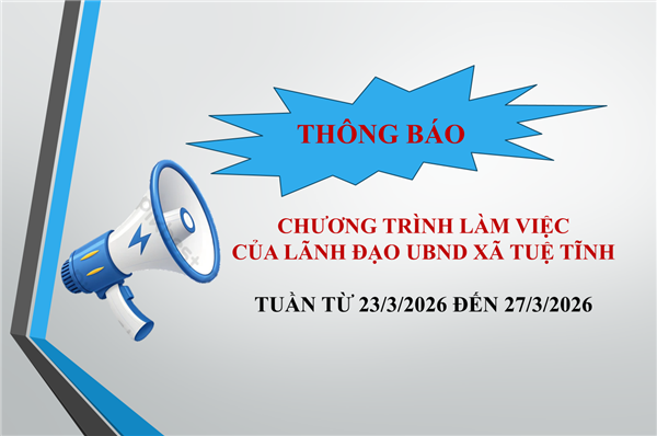 Chương trình làm việc lãnh đạo UBND xã Tuệ Tĩnh Tuần từ 23/3 đến 27/3/2026