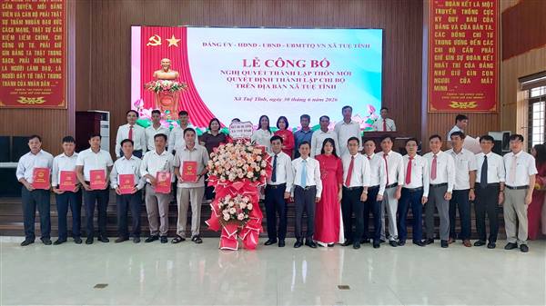 Xã Tuệ Tĩnh công bố quyết định thành lập các thôn và chi bộ thôn trực thuộc Đảng ủy xã nhiệm kỳ 2025 - 2030


