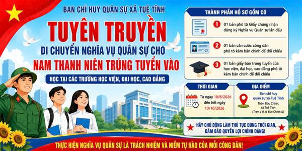 Thông báo làm thủ tục di chuyển nghĩa vụ quân sự đối với nam thanh niên trúng tuyển đại học, cao đẳng năm 2026