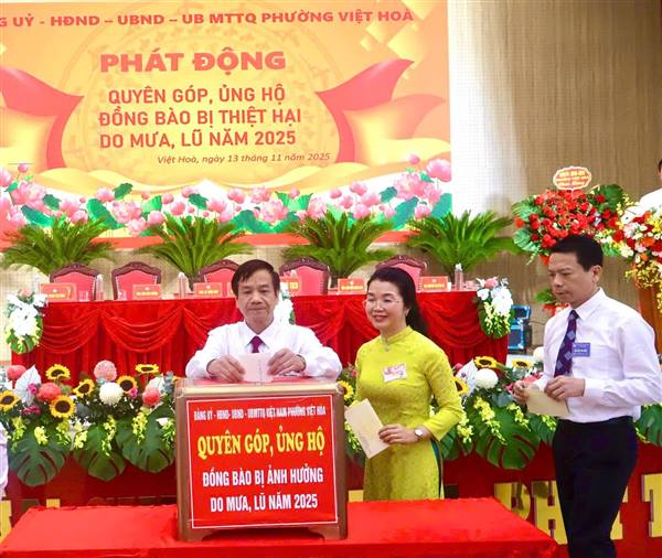 Phường Việt Hoà phát động, quyên góp ủng hộ đồng bào bị thiệt hại do mưa, lũ