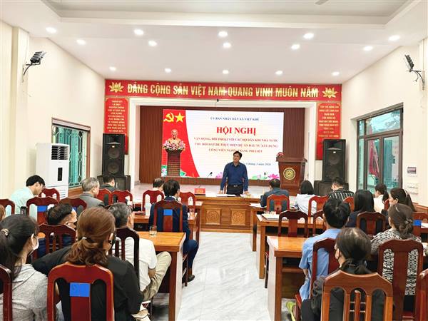 Hội nghị đối thoại, tuyên truyền, vận động các hộ dân có đất bị thu hồi nhận tiền bồi thường, hỗ trợ và bàn giao mặt bằng để thực hiện Dự án đầu tư xây dựng Công viên nghĩa trang Phi Liệt
